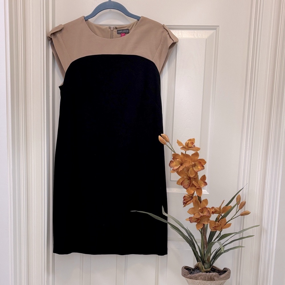 VINCE Elegant Black and Tan Dress